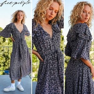 FREE PEOPLE Float On A Sunbeam Bohemian Peasant Midi/Maxi Dress TOP RATED/2020'